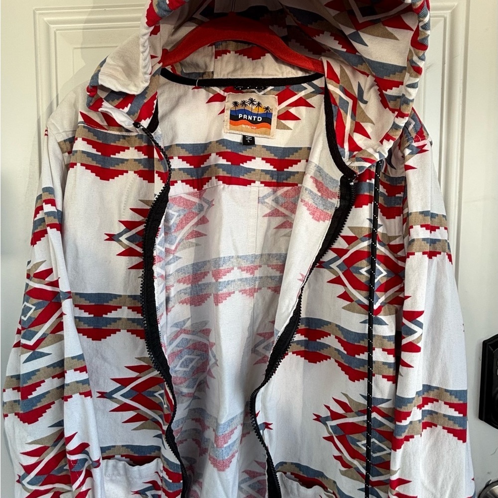 Men's Lightweight Jacket - Red and Gray Pattern